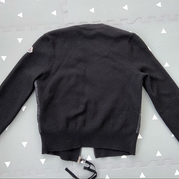 MONCLER Padded Panel Knitted Cardigan, Size XS, Color Black - Picture 9 of 10